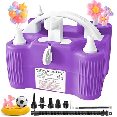 Bomba Globo Eléctrica 600W, Inflador Portátil Doble Boquilla, Soplador de Aire para Lat... Foto 1 de 4