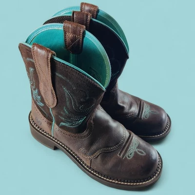Bota Vaquera Ariat Fatbaby Heritage Dapper Marrón Turquesa Para Mujer EE. UU. 9 B Foto 1 de 4