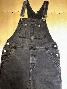 Free People Ziggy BIBS Workwear Overalls Dungarees Black Medium CUT LEGS AS IS! - Picture 1 of 9