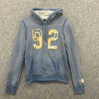 Abercrombie & Fitch Hoodie Sweatshirt 92 Distressed Womens Large Blue Yellow Y2K - Image 1 of 4