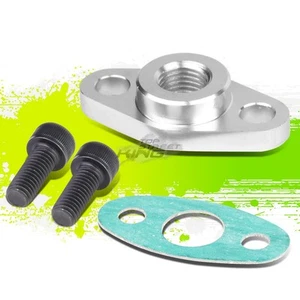 BILLET ALUMINUM T3 T4 TURBO CHARGER/TURBO 1/4" OIL FEED LINE HOSE+BOLTS+GASKET - Picture 1 of 5