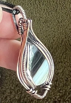 Ágata de Botsuana ~ Colgante hecho a mano envuelto en alambre de cobre 7c Foto 1 de 4