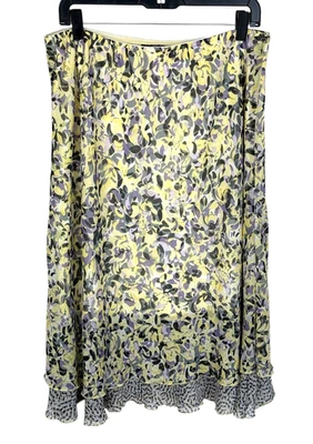 Briggs New York 裙子 尺寸 L 多色荷叶边下摆 花卉奇思妙想 童话垃圾 — 第 1/4 张图片