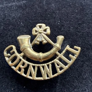 Original WW1/WW2 British Army Cornwall Light Infantry DLI Brass Shoulder Title - Picture 1 of 2