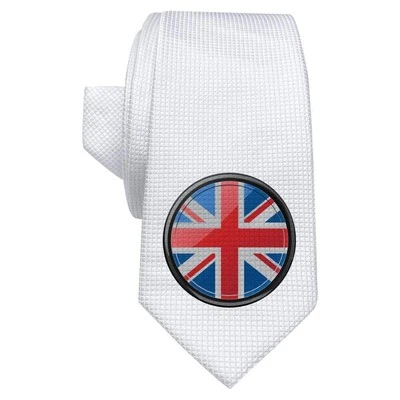 'Union Jack in Circle Frame' White Tie / Necktie with Gift Box (AT00019102) - Image 1 of 4