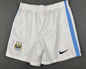 Nike Manchester City Home Shorts Boys L Large Football Soccer White Blue 2015/16 - Picture 1 of 14