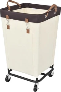 160L Rolling Laundry Basket with Wheels Large Clothing Organizer Beige - Picture 1 of 8