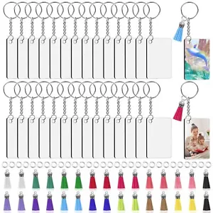 Set alla rinfusa Portachiavi Sublimazione Vuoto 120pz con Anelli e Nappe per Artigianato - Foto 1 di 4