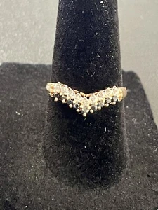 14KT Yellow Gold Black Sapphire and Diamond Ring. Size 6.25 (F69) - Picture 1 of 7