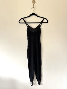 Vintage Lady Desiree Black Lace Footed Jumpsuit Lingerie Whimsigoth Grunge OS - Picture 1 of 11