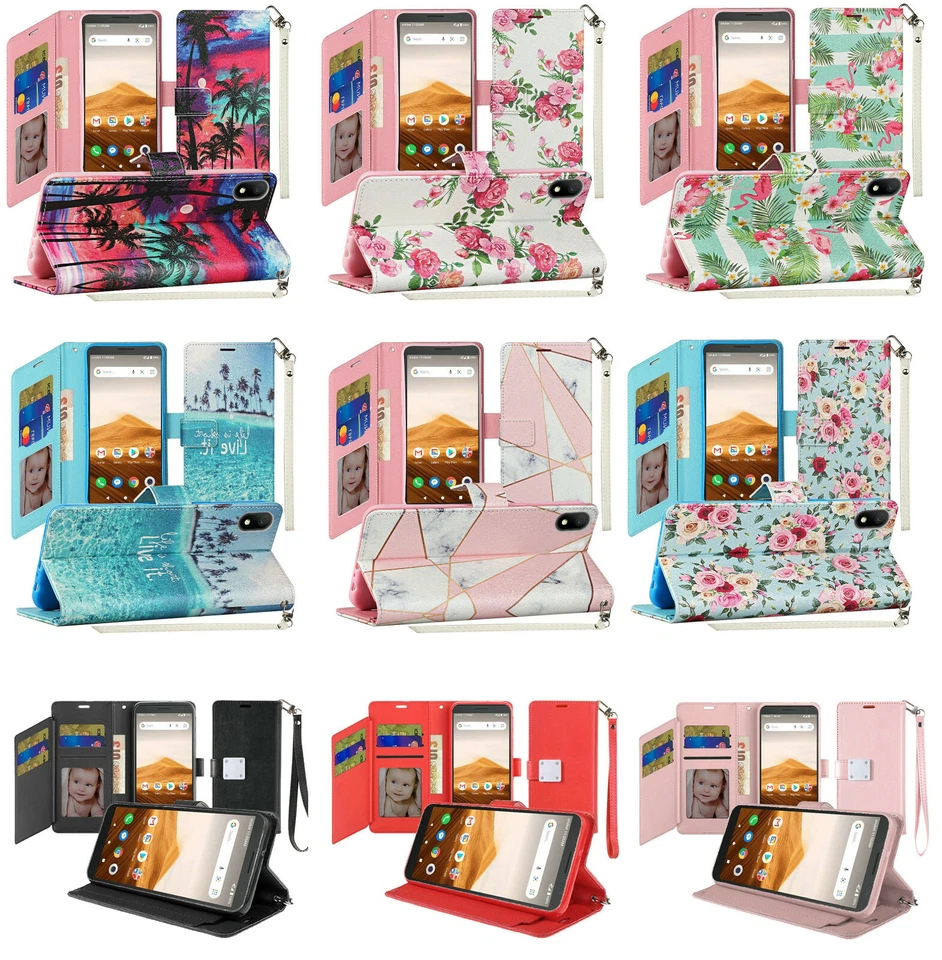 For Alcatel Apprise Wallet Card Holder Pouch Case Phone Cover - Image 1 of 1