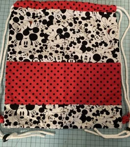 Disney Mickey Mouse Drawstring Backpack Handmade by Nana - Picture 1 of 3