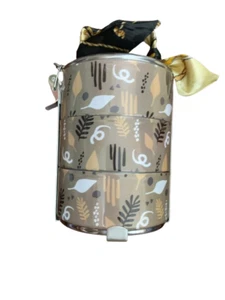 Handmade Stainless Steel Bento Traditional Tiffin Box Lunch Box Clip Carrier - Picture 1 of 5