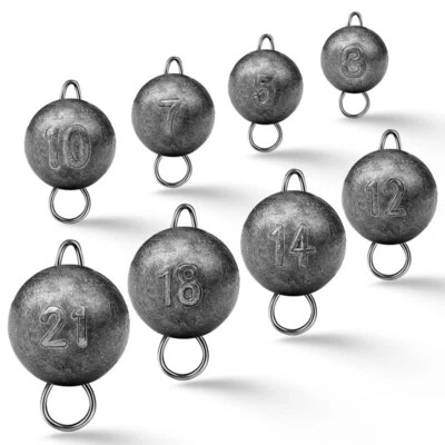 Pesi di piombo da pesca tondi palla di cannone 20 pezzi affondatore 3-21 g peso affondatore attacco - Immagine 1 di 4