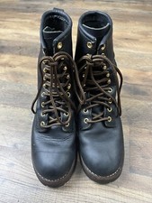 CHIPPEWA BLACK LEATHER LACE UP COMBAT STYLE RUBBER SOLE BOOTS Sz 6M