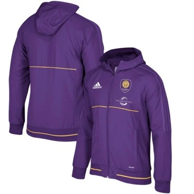 New Mens Adidas Official Orlando City Storm Hoodie Coaches Jacket Purple Size M - Image 1 of 4