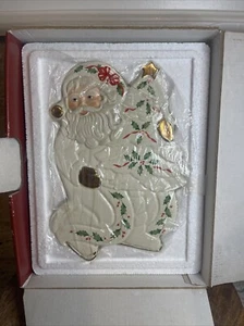 Lenox Holiday Santa Collection Trivet Wall Hanging  Christmas Gold Trim NIB - Picture 1 of 8