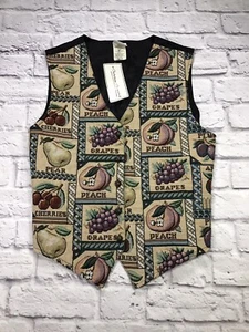 Bobbie Brooks Damen Vintage 80er 90er Gobelin Obst Tie Back Weste - Bild 1 von 5