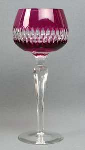 Weinglas, Kristall, Römer,Mitte 20. Jahrhundert, rot-violette überfangen,17,5 cm - Picture 1 of 9