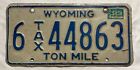 LICENSE PLATE  WYOMING  TAX  TON MILE 44863  1983