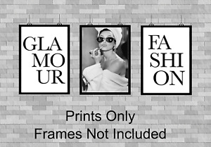Audrey Hepburn Glamour Fashion Set of  3 Wall Art Photo Print Picture A5 A4  A3