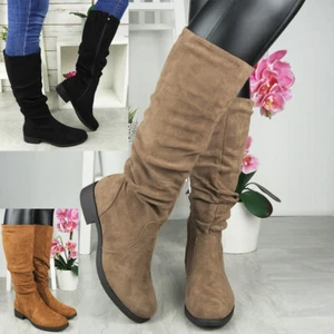 Niñas Botas de media pantorrilla Damas Zapatos Forrados Acanalados Cálidos Invierno Cremallera Cómodas Mujeres Talla - Imagen 1 de 24