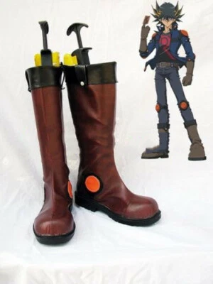 Yu-Gi-Oh! Yusei Fudo Marufujiryo Brown Cosplay Boots Shoes Custom-made - Image 1 of 4
