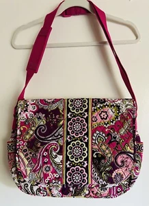 Vera Bradley Bolso Mensajero de Pañales para Laptop Rosa Floral Grande Acolchado Hombro - Imagen 1 de 20