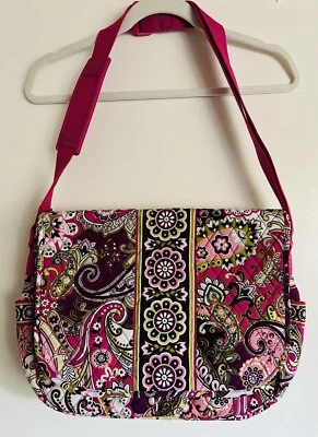 Vera Bradley Laptop Diaper Messenger Bag Pink Floral Large Quilted Shoulder - Image 1 of 4