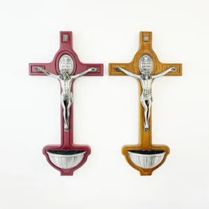 Jesus Christ Crucifix Holy Water Font Wall Decor 8" x 4" Inches Tall Catholic - Picture 1 of 12