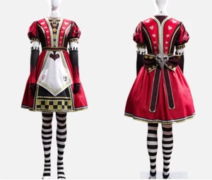 Game Alice: Madness Returns Cosplay Costume Outfit Alice Halloween Red Dress Set - Picture 1 of 15