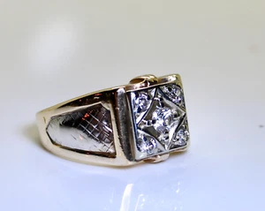 Vintage 14K White/Yellow Gold .65 Ctw Diamond Ring, Size 10.75, 7.9 Grams - Picture 1 of 5