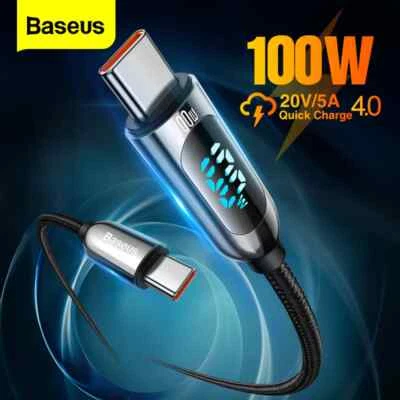 Baseus LED Digital Display 100W USB C to USB C Fast Charger Cable PD 5A Charging - Image 1 of 4