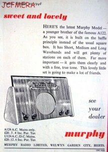 Vintage 'MURPHY A.122' Wireless Radio Advert : Original Small 1948 Print AD - Bild 1 von 1