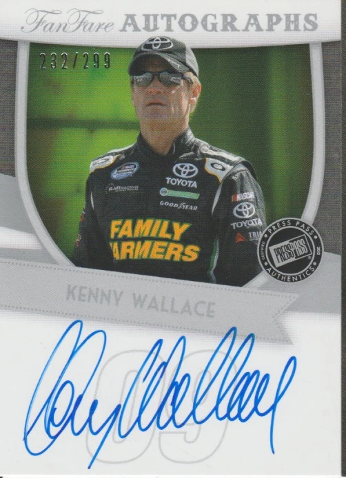 Kenny Wallace 2012 Press Pass FanFare autograph auto card FF-KW /299 - Image 1 of 2