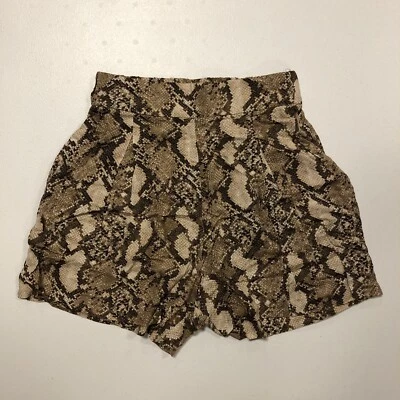 NUEVO CON ETIQUETAS H&M Pantalones Cortos Para Mujer Pull On Culottes Estampado Serpiente Marrón Talla 2 Foto 1 de 4