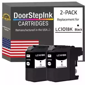DoorStepInk Compatible Ink Cartridges For Brother LC101BK Black Twin Pack-USA - Picture 1 of 5
