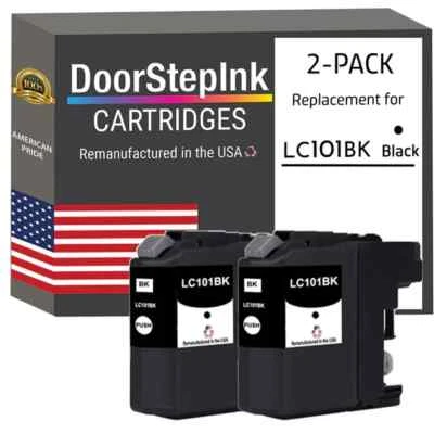 DoorStepInk Compatible Ink Cartridges For Brother LC101BK Black Twin Pack-USA - Image 1 of 4