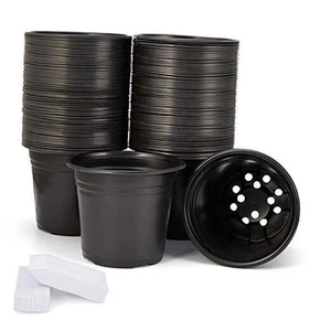 100-Pack 0.5 Gallon Plant Nursery Pots, Plastic Pots for Flower Seedling, - Picture 1 of 8