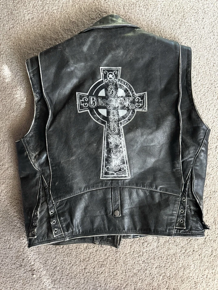 Black Sabbath  RARE Leather Vest Signature SuperStars XL Ozzy Osbourne Authentic - Image 1 of 4
