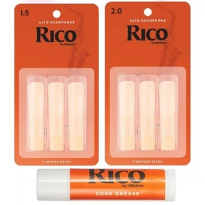 Rico Alto Saxophone Reeds, Strength 1.5 X 3, 2.0 X 3 - Cork Grease - Picture 1 of 4