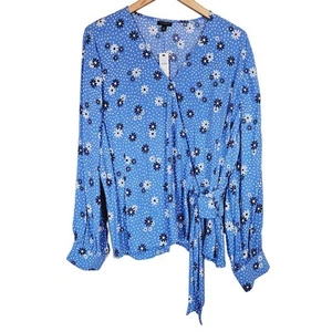 Talbots Poet Sleeve Daisy Floral Wrap Top Blouse Women's XL - Picture 1 of 10