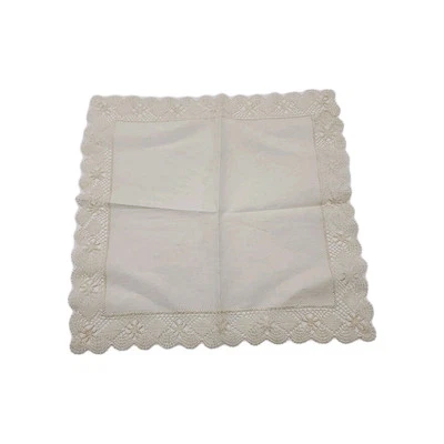 Pañuelo vintage con ribete de encaje Grannycore abuela pañuelo beige crema LEER Foto 1 de 4