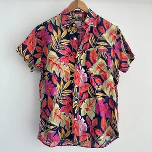 J Crew Linen Shirt Mens Small Floral Hawaiian Short Sleeve Button Up Resort AOP - Picture 1 of 10