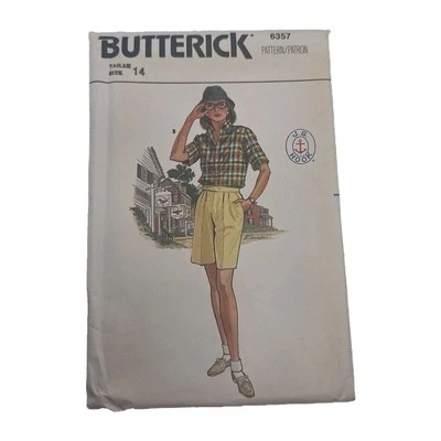 Butterick 6357 VTG 80s Loose Fitting Blouse Skirt Shorts Pattern UC FF Misses - Image 1 of 4
