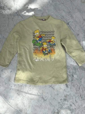 The Simpsons Kids Sweatshirt Bart Skateboarding Long Sleeve Size 8 Beige - Imagen 1 de 4
