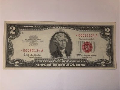1963 Red Star 2$ Bill Low Serial Number *00083134A - Nice Condition!!!!!!! - Image 1 of 4