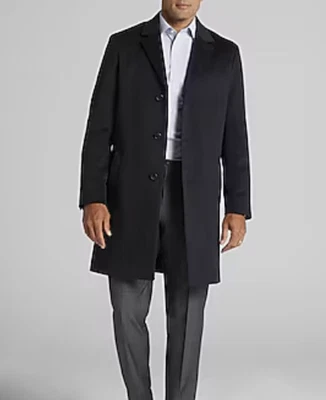 2024 JOS A BANK *RESERVE* Black Topcoat Long Over Coat Jacket 52R 100% CASHMERE - Image 1 of 4