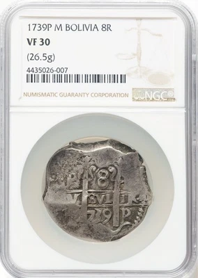 Bolivia - 1739 P-M - Philip V Cob 8 Reales - NGC VF30 - SUPER ATTRACTIVE! - Image 1 of 2
