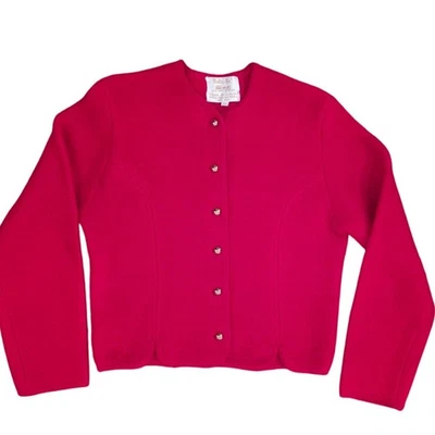 TALLY-HO 12 Red Boiled Wool Cardigan Prep Classic Wool Blazer Quiet Luxury - Image 1 of 4